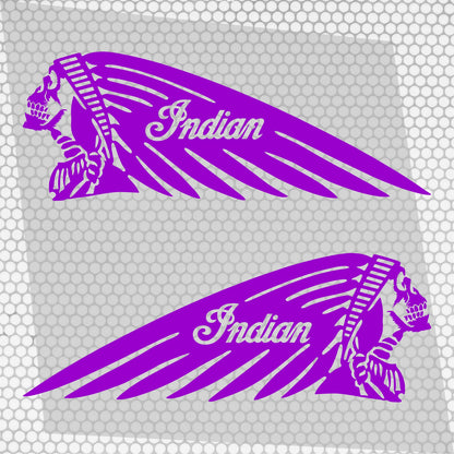 Set 2 Pcs Emblem High Quality Vehicle Motorcycle Stickers Indian Skull Scout Decorative Tank Vinyl Adhesive | Motorbike decor stickers kit
