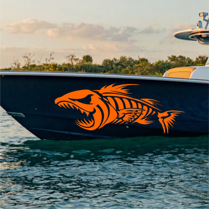 Set 2 Pcs Boat Furious Scary Fish Stickers Boat Body Decal Cruise