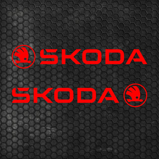 Set 2 Pcs Skoda Logo Decal Sticker Sport Racing Stripes Emblem Graphic