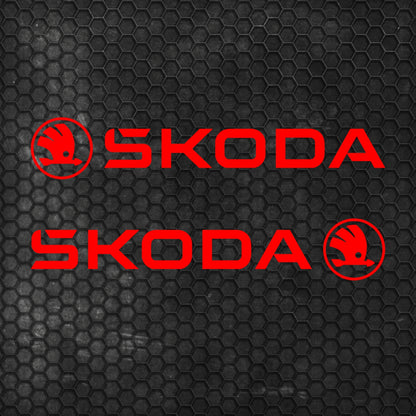 Set 2 Pcs Skoda Logo Decal Sticker Sport Racing Stripes Emblem Graphic | Skoda Cut Emblem logo Vehicle Sticker, Vinyl Car Decal Both Sides