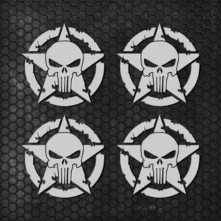 Set 4 Pcs Skull Star Punisher Graphics Holes Decal