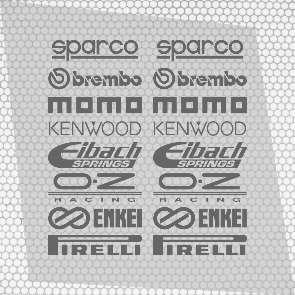 Set Cut Emblem Graphic Sponsor Stickers, Racing Brand Decals, JDM Drift Tuner Turbo Brake Tires Wheels Exhaust Project Car Enthusiast Decals