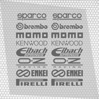 Set Cut Emblem Graphic Sponsor Stickers, Racing Brand Decals, JDM Drift Tuner Turbo Brake Tires Wheels Exhaust Project Car Enthusiast Decals