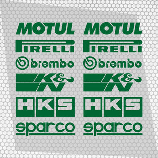 Set Both Sides Cut Emblem Graphics Sponsor Stickers Racing Brand Decal