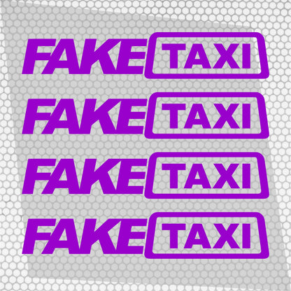 Set 4 Pcs Funny Fake Taxi HQ Graphics Cut Stickers vinyl Decals | FAKE TAXI Car Auto Sticker FakeTaxi Decal No Background replacement decal