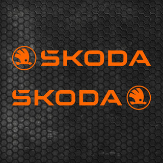 Set 2 Pcs Skoda Logo Decal Sticker Sport Racing Stripes Emblem Graphic