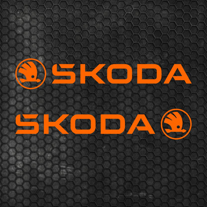 Set 2 Pcs Skoda Logo Decal Sticker Sport Racing Stripes Emblem Graphic | Skoda Cut Emblem logo Vehicle Sticker, Vinyl Car Decal Both Sides