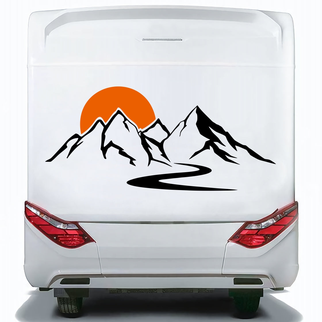 Set Caravan Sunset among Mountains and River Graphics | Decals set Motorhome Decoration Decals | Motorhome RV Adhesive Graphics Decor Kit