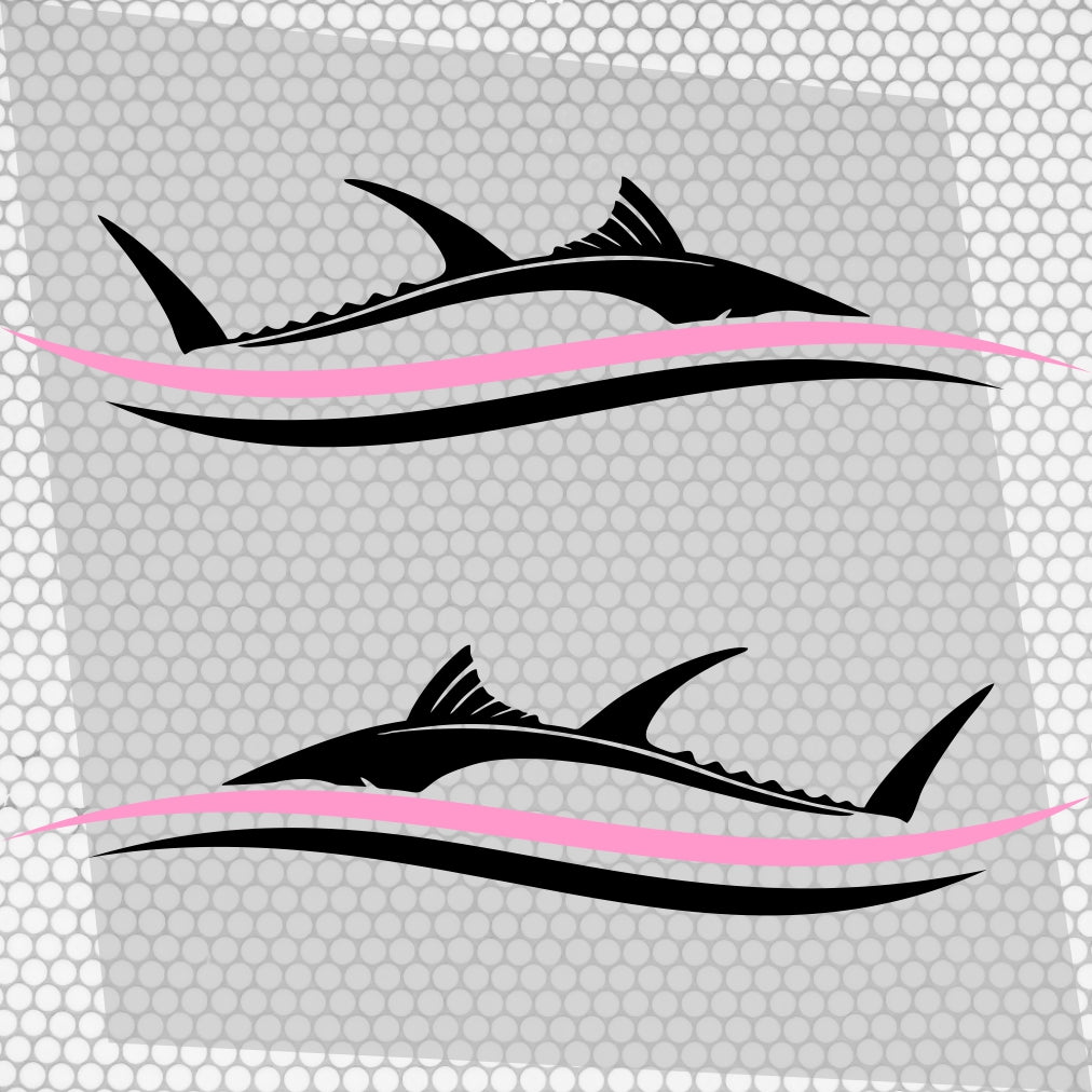 Set 2 Pcs Side Boat Stripe Fish in Wave Sticker Boat Body Decal Cruise | Ocean Mural Vinyl Covers Adhesives Styling fishing Boats Decoration