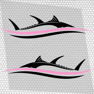 Set 2 Pcs Side Boat Stripe Fish in Wave Sticker Boat