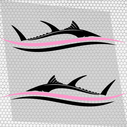Set 2 Pcs Side Boat Stripe Fish in Wave Sticker Boat Body Decal Cruise | Ocean Mural Vinyl Covers Adhesives Styling fishing Boats Decoration