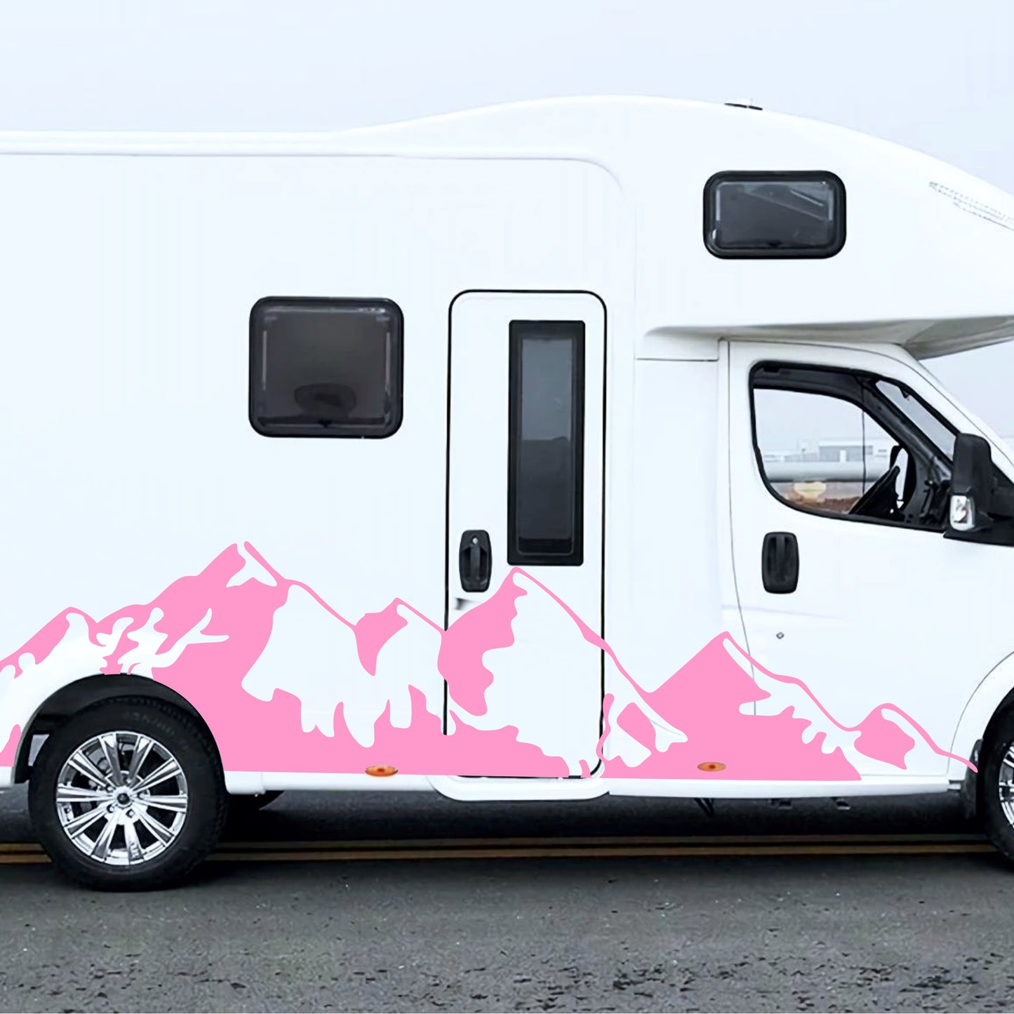 Set Car Van Montains Edition Graphics Both Sides Stripes Decals. Mountains Landscape Van adhesives, Color Stripes Adhesives Campervan Trucks
