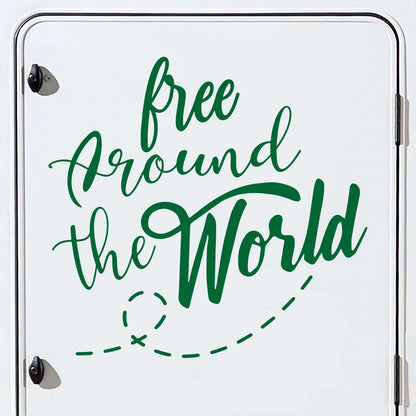 Set 2 Pcs Free Around the World Graphics Decals both sides | Camper Van Caravan Car Quote Decor Decals Kit | Motorhome Adhesive Decor Vinyl