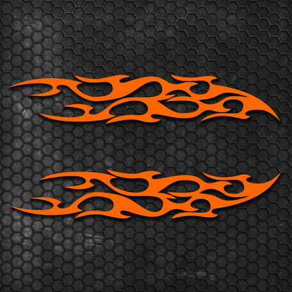 Set 2 Pcs Racing Flames Fire Decal Hood Decals Vinyl Style Car Van Motorbike sticker. Both Sides Dual Stripes Graphics Sport Decal wrap