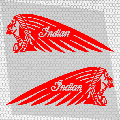 Set 2 Pcs Emblem High Quality Vehicle Motorcycle Stickers Indian Skull Scout Decorative Tank Vinyl Adhesive | Motorbike decor stickers kit