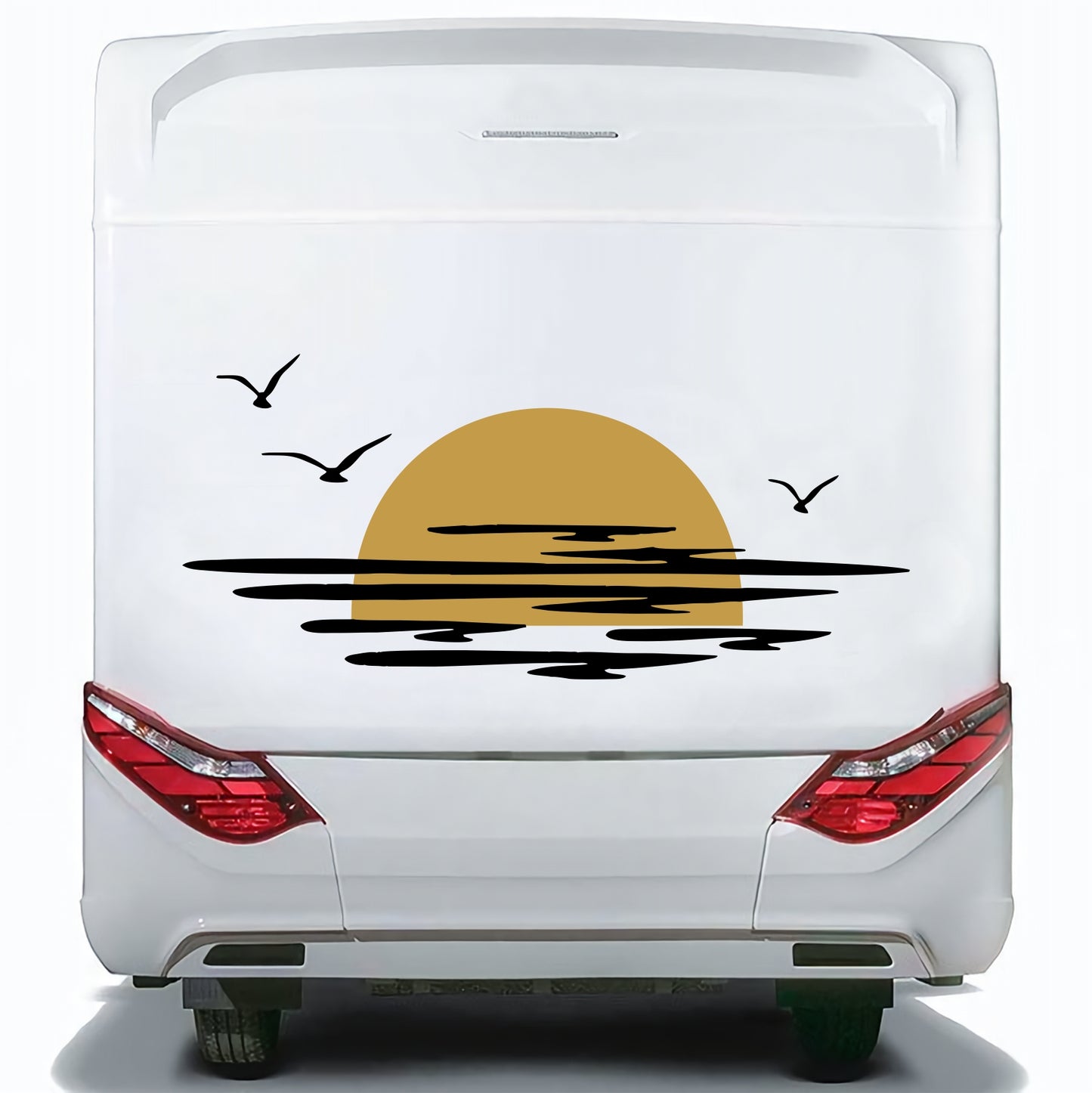 Set Caravan Sunset Among Clouds and Birds Graphics Decals | Camper Van Caravan Car Decoration Decals Kit | Motorhome Adhesive Decor Vinyl