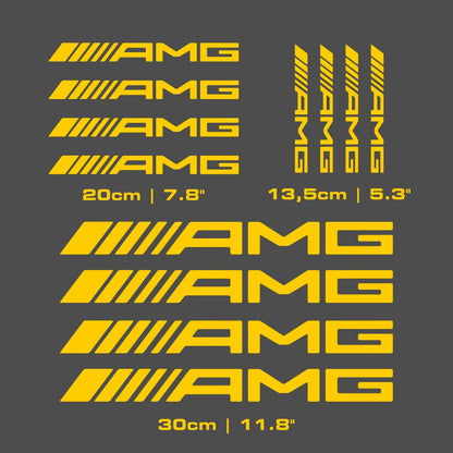 Set 12 Pcs AMG Sticker Decals | Mercedes Benz AMG Decal Racing Sport Sticker Emblem Logo Decor
