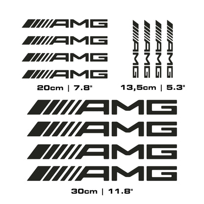 Set 12 Pcs AMG Sticker Decals | Mercedes Benz AMG Decal Racing Sport Sticker Emblem Logo Decor