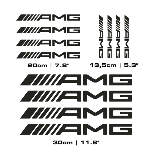 Set 12 Pcs AMG Sticker Decals | Mercedes Benz AMG Decal Racing Sport Sticker Emblem Logo Decor
