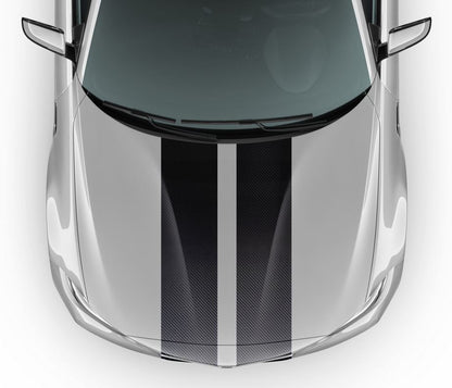 Set 2 Pcs Carbon Car Hood Roof Rear or Side Stripes Decal Wrap | Universal Carbon Adhesive Car, Van, Offroad, Truck wrap | Motorsport Carbon