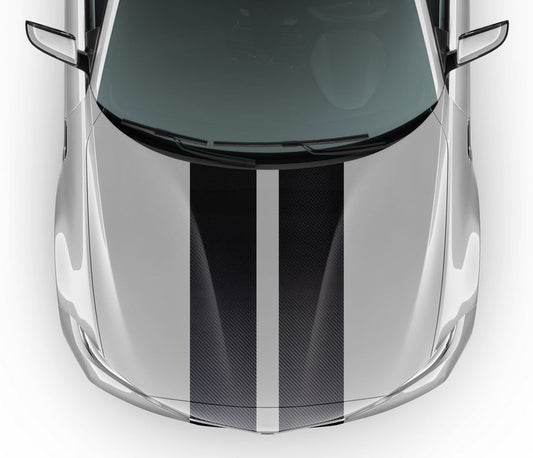 Set 2 Pcs Carbon Car Hood Roof Rear or Side Stripes Decal Wrap | Universal Carbon Adhesive Car, Van, Offroad, Truck wrap | Motorsport Carbon