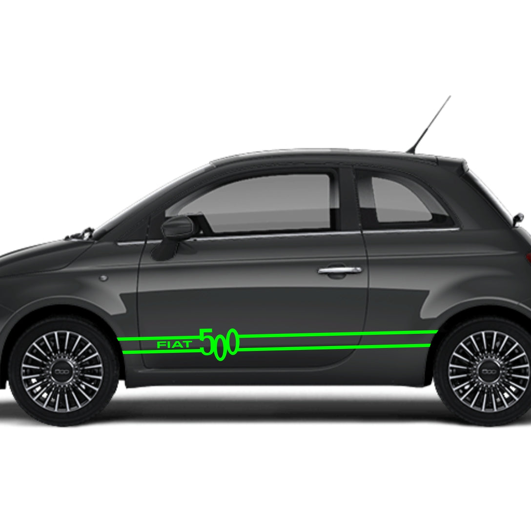 Set 2 Pcs Fiat 500 Stripes Graphics Decals for Both Sides Sticker Decals | Sport Stripes Vinyl Adhesives Fiat 500 vehicle wrap decor