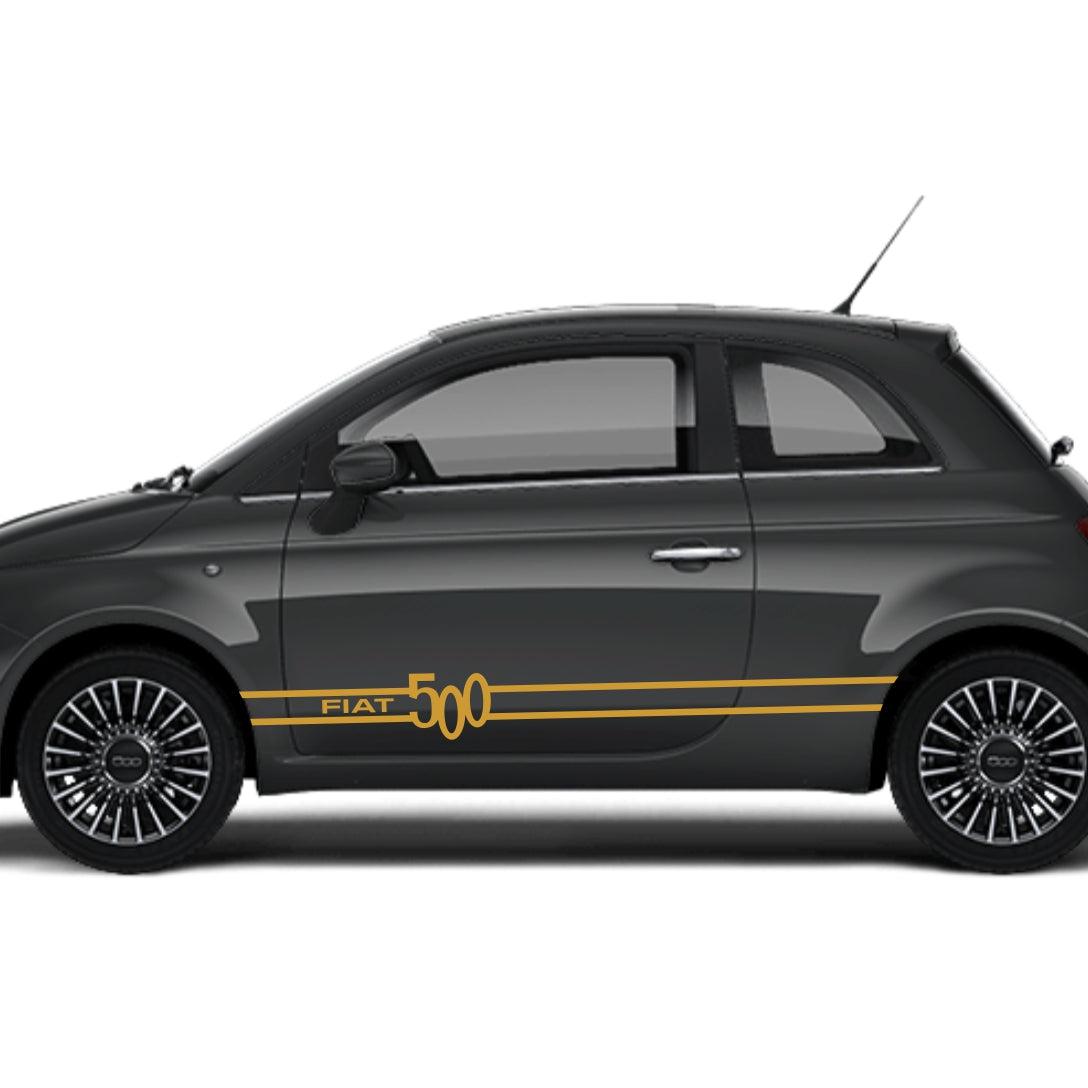 Set 2 Pcs Fiat 500 Stripes Graphics Decals for Both Sides Sticker Decals | Sport Stripes Vinyl Adhesives Fiat 500 vehicle wrap decor