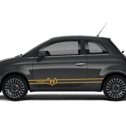 Set 2 Pcs Fiat 500 Stripes Graphics Decals for Both Sides Sticker Decals | Sport Stripes Vinyl Adhesives Fiat 500 vehicle wrap decor