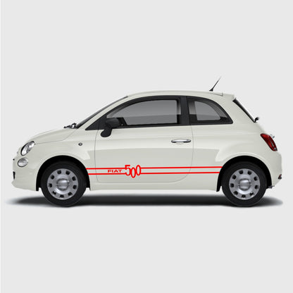Set 2 Pcs Fiat 500 Stripes Graphics Decals for Both Sides Sticker Decals | Sport Stripes Vinyl Adhesives Fiat 500 vehicle wrap decor