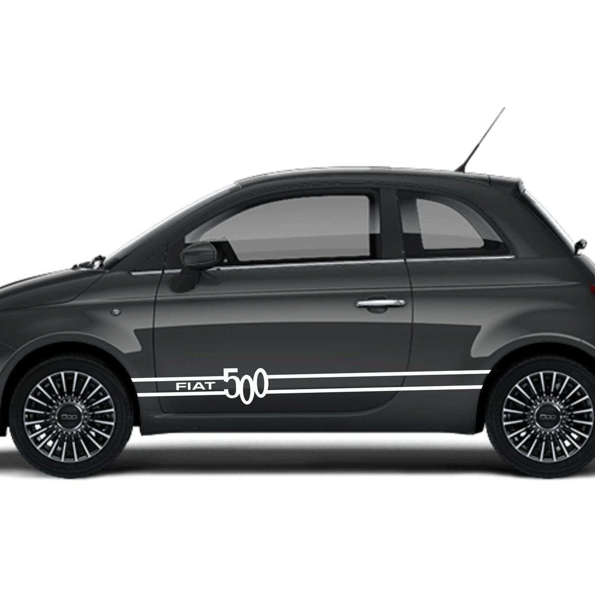 Set 2 Pcs Fiat 500 Stripes Graphics Decals for Both Sides Sticker Decals | Sport Stripes Vinyl Adhesives Fiat 500 vehicle wrap decor