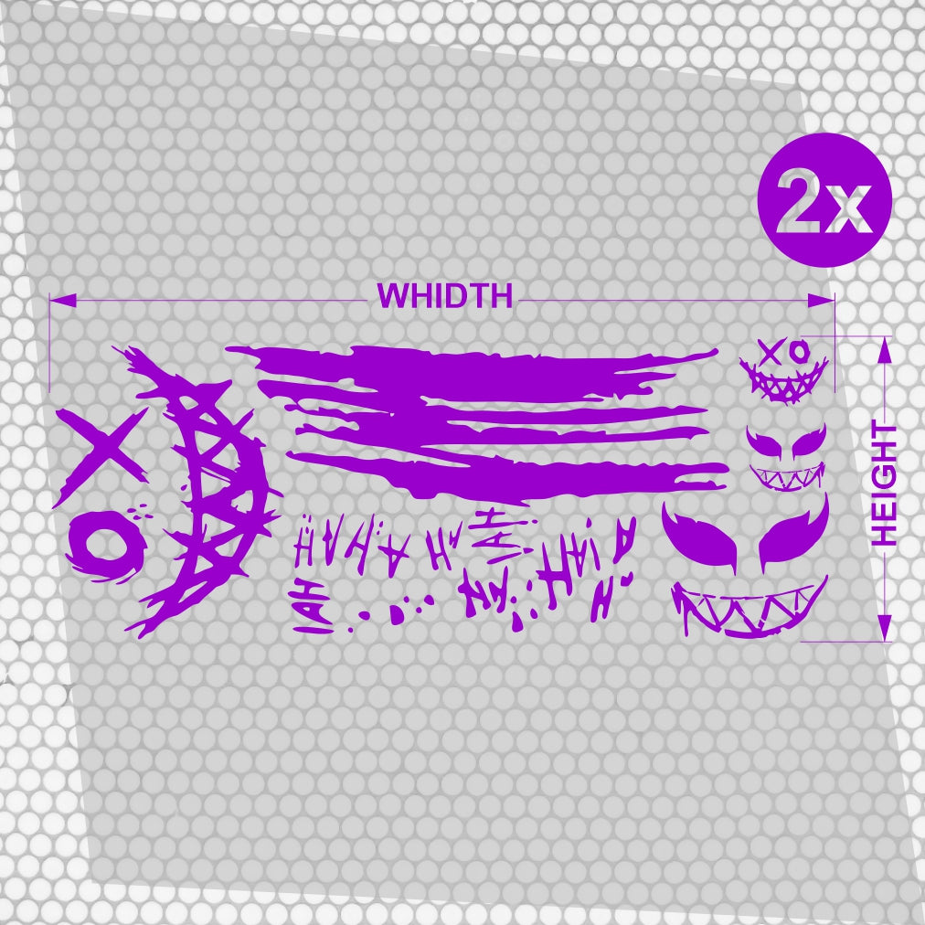 Set 2 Pcs JDM Decals Joker Car Sticker Graphics Both Sides Sports Style Scary Ahahah Pattern Accessories Wrap Vinyl Decals | Funny Graphics