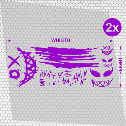 Set 2 Pcs JDM Decals Joker Car Sticker Graphics Both Sides Sports Style Scary Ahahah Pattern Accessories Wrap Vinyl Decals | Funny Graphics