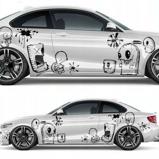 Set 2 Pcs Car Stickers Motive Monsters Blood JDM Decals | Sticker Graphics Both Sides Scary Pattern Wrap Vinyl Decals | Funny Graphics vinyl