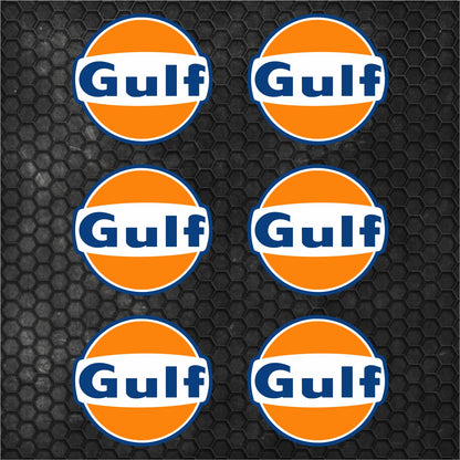 Set 6 Pcs Gulf Oil Logo Sponsor Racing Graphic | Gulf Motor Oil Hot Rod Automotive Gas Station Pump Decal Top Front Side Rear Racing Vehicle
