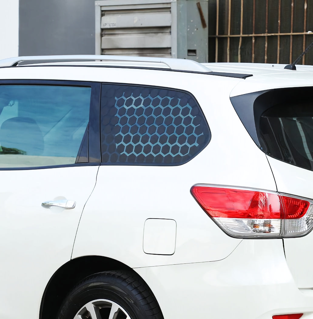 Set 2 Pcs Both Sides Hexagonal Honeycomb Graphic for Vehicle Side Window Sticker | Rear Window Decal, Honeycomb Adhesive Auto Graphics Decor