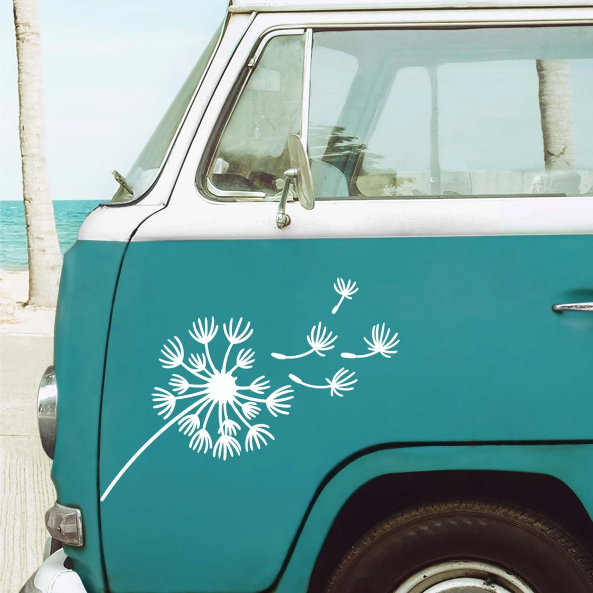 Set 2 Pcs Boho Style Dandelion Flower decal Van Sticker