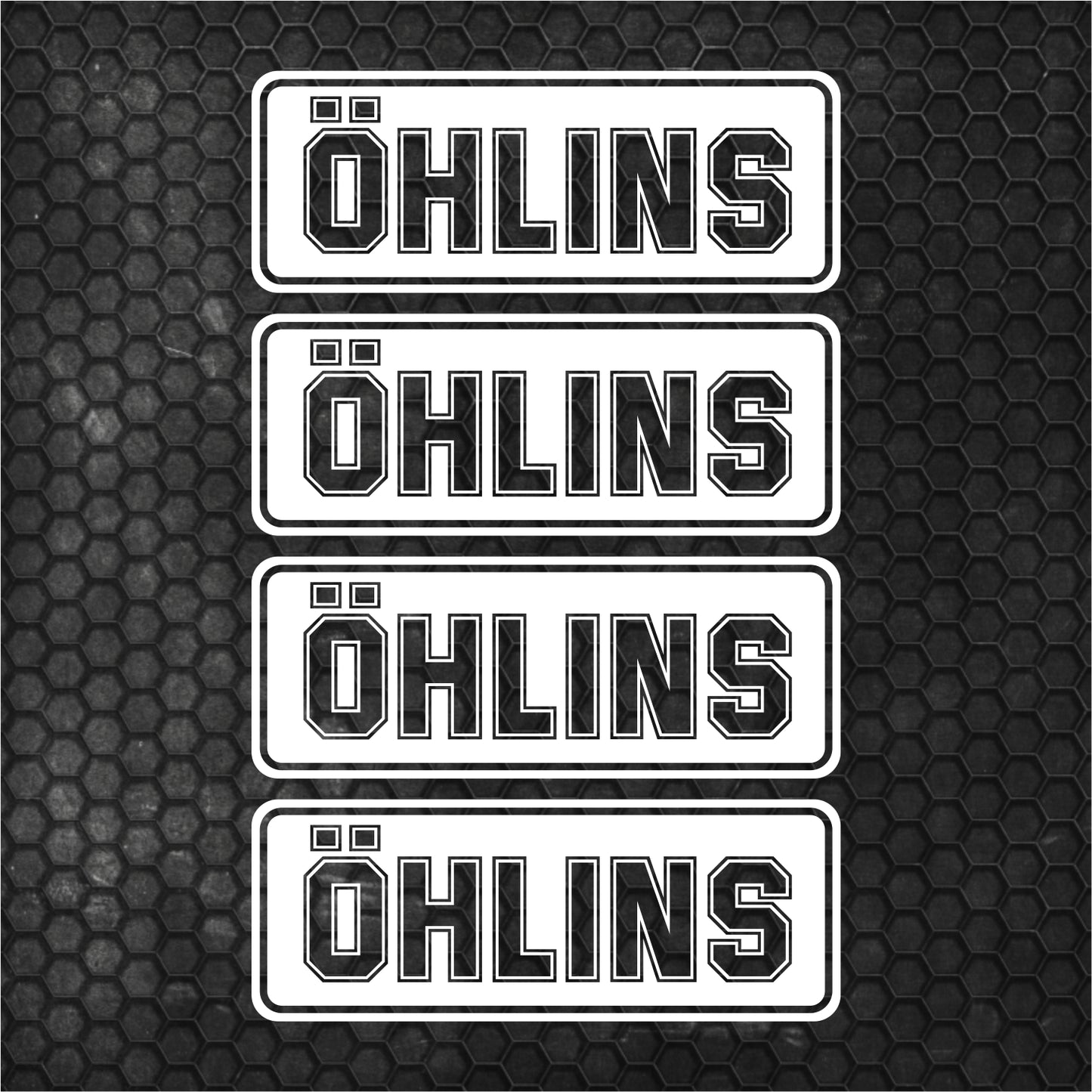 Set 4 Pcs Öhlins HQ Emblem Graphics Cut Stickers Sponsor Decals | Öhlins stickers cut from self-adhesive vinyl Öhlins wrap replacement decal