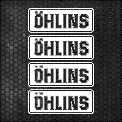 Set 4 Pcs Öhlins HQ Emblem Graphics Cut Stickers Sponsor Decals | Öhlins stickers cut from self-adhesive vinyl Öhlins wrap replacement decal