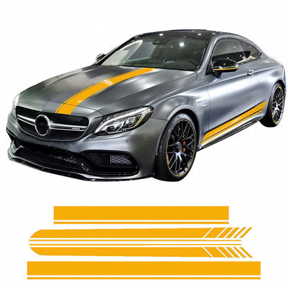 Set 4 Pcs Car Sides + Hood + Roof Sport Sport Stripes Graphics Decals. Universal Stripes Decal Graphics Kit, Decor Racing Stickers adhesives