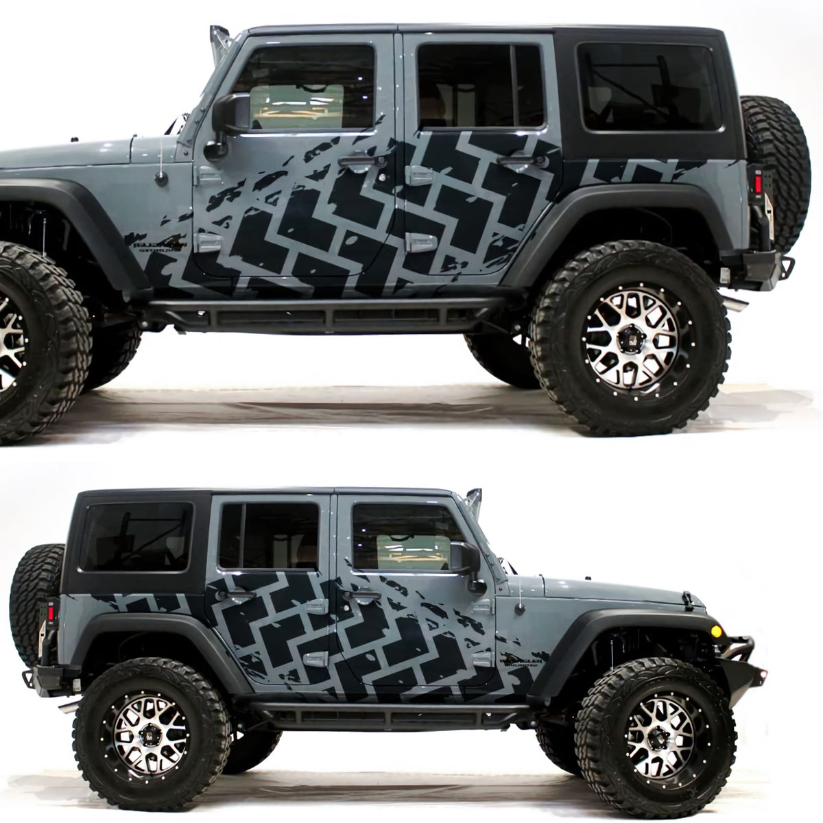 Kit 2 Pcs Factory Crafts Tire Tracks Graphics Both Sides Decal Wrap | For All Offroad 4x4, Car, Van Motorsport Decals | Crafts Tire Stickers
