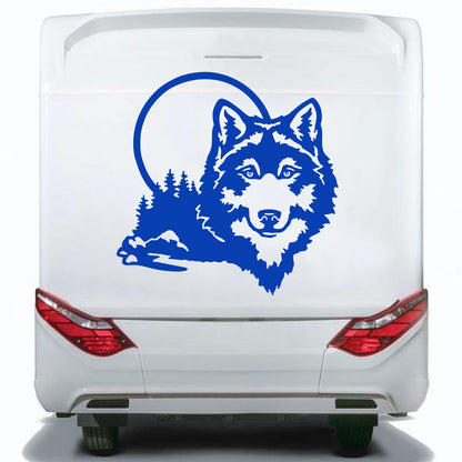 Set 2 Pcs Caravan Wolf in the forest Graphics Decals | Both Sides Camper Van Offroad Caravan Car Decoration Decals | Nature Adhesive Vinyl