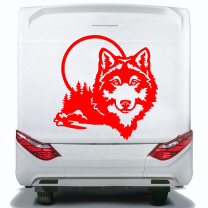 Set 2 Pcs Caravan Wolf in the forest Graphics Decals | Both Sides Camper Van Offroad Caravan Car Decoration Decals | Nature Adhesive Vinyl