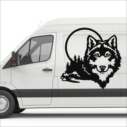 Set 2 Pcs Caravan Wolf in the forest Graphics Decals | Both Sides Camper Van Offroad Caravan Car Decoration Decals | Nature Adhesive Vinyl