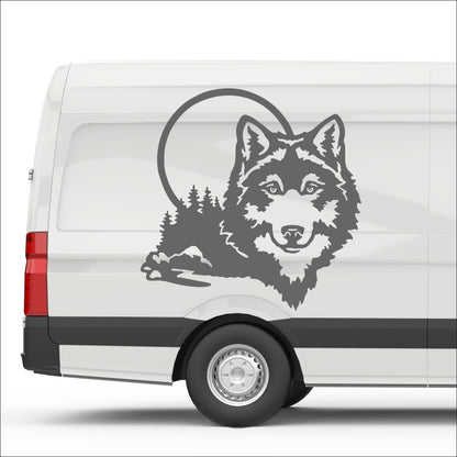 Set 2 Pcs Caravan Wolf in the forest Graphics Decals | Both Sides Camper Van Offroad Caravan Car Decoration Decals | Nature Adhesive Vinyl