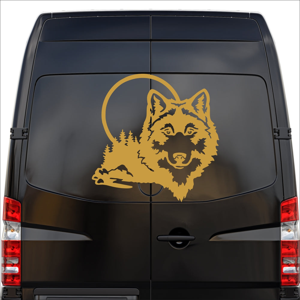 Set 2 Pcs Caravan Wolf in the forest Graphics Decals | Both Sides Camper Van Offroad Caravan Car Decoration Decals | Nature Adhesive Vinyl