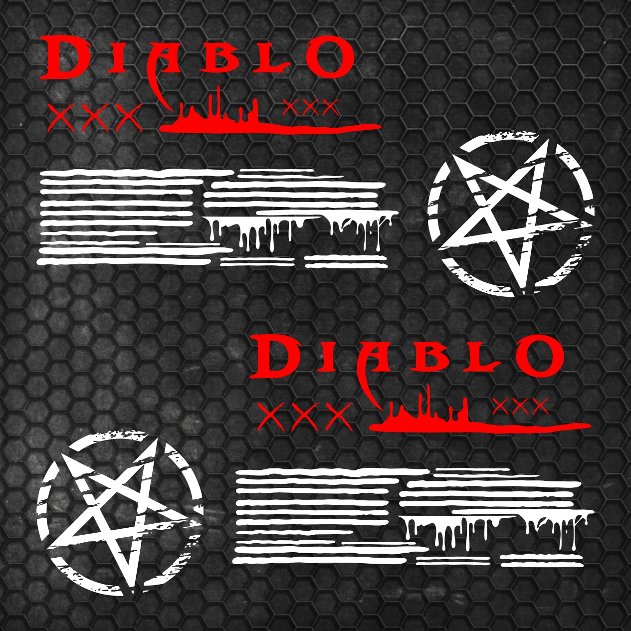 Set 2 Pcs JDM Decals The Diablo Theme Car Sticker Graphics Both Sides Sports Style Scary Pattern Accessories Wrap Vinyl Decal | Car Adhesive