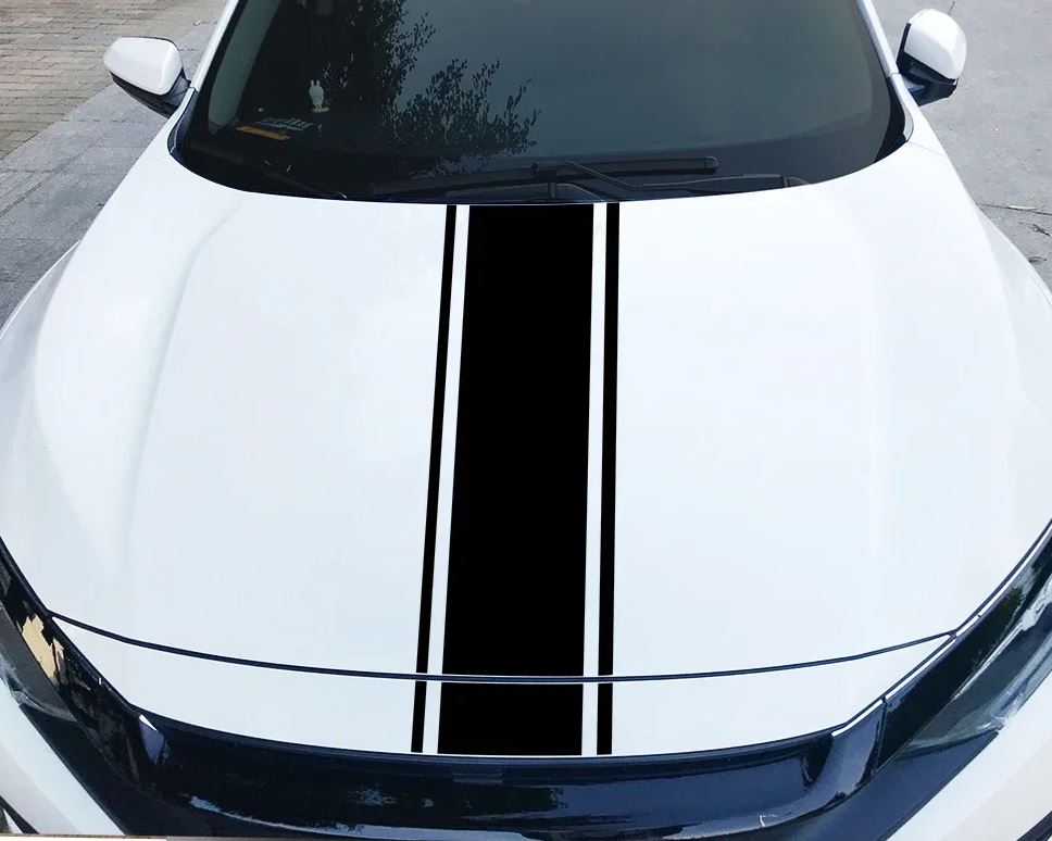 Set Car Van Hood Racing Stripe Sticker, Bonnet Bumper Vinyl Decal for Universal Van Roof Boot adhesives, Racing Stripes Camper decals wrap
