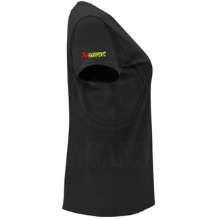 Black T-shirt for men or women, with printed logos and optional personalized name on the back. Ideal for bikers, male and female. Model th.1