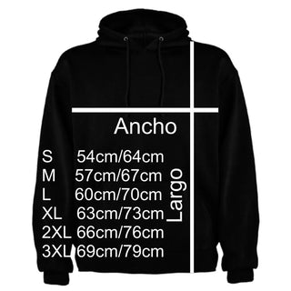 Black hoodie with kangaroo pocket, printed logos, and optional personalized name for bikers. Model HD.1