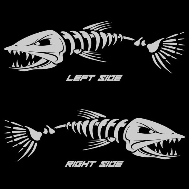 Set 2 Pcs Large Fish Bone Stickers Boat Body Decal Cruise
